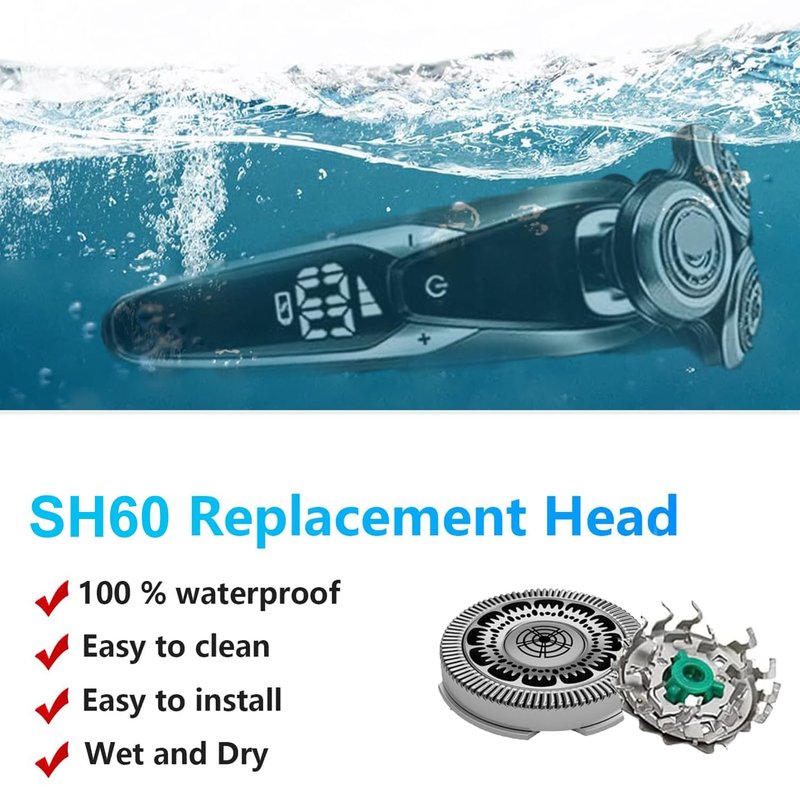 SH60 Replacement Shaver Heads Compatible with Philips Norelco Series 6000, Replacement Blades Compatible with Philips Electric Shaving Series 6000