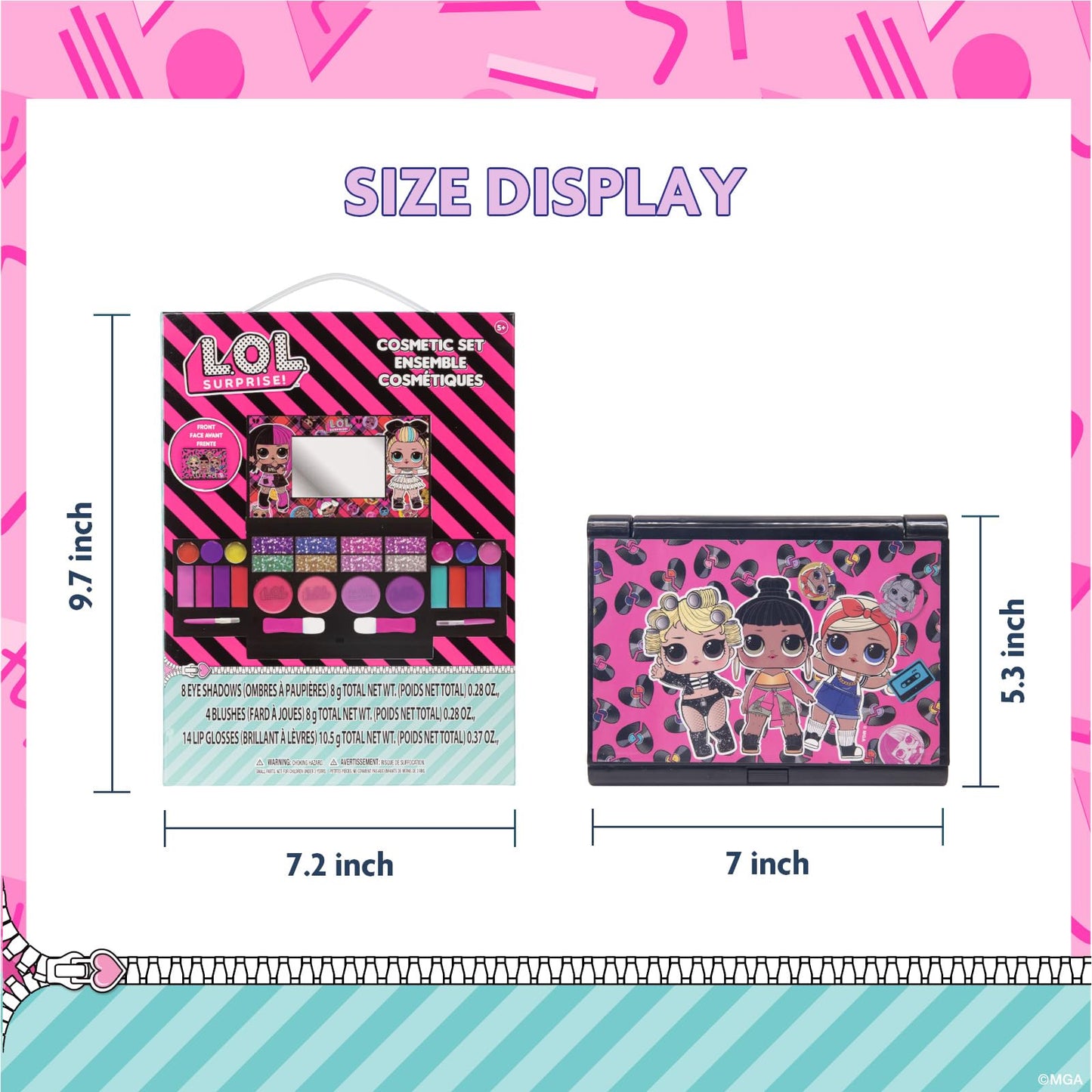 L.O.L Surprise! All-in-One Kids Makeup Compact Set Includes Washable Lip Gloss, Eye Shimmer, Cheek Shimmer, Brushes Colorful Portable Beauty Set for Girls, Ages 5+ by Townley Girl