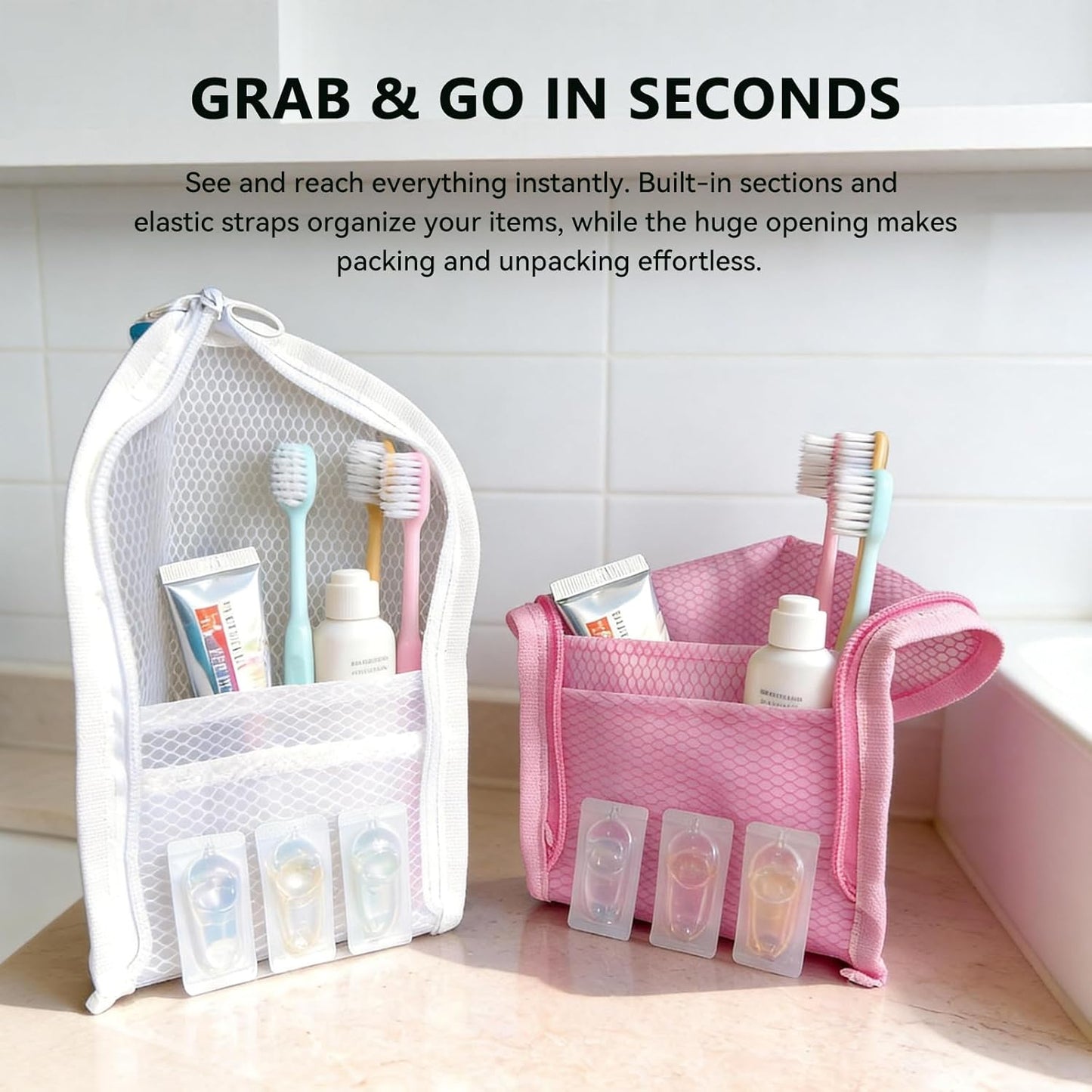 Portable Lightweight Travel Toiletry Bag - Waterproof EVA Hanging Cosmetic Organizer | Black