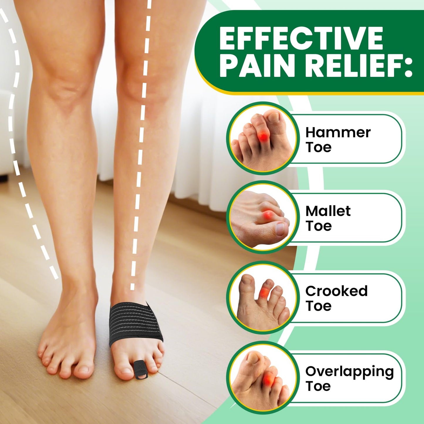 JUMPOW Hammer Toe Straightener for Men & Women – Non-Slip Hammer Toe Corrector，Toe Splint Relief for Hammer, Curled, Crooked, Broken Support