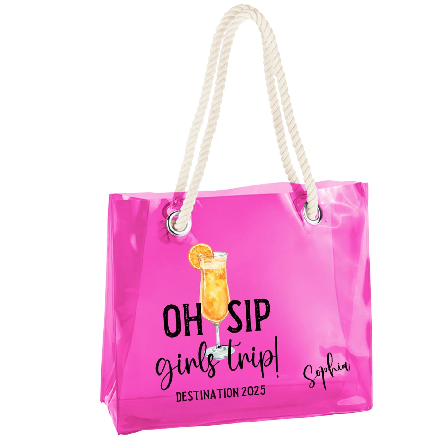 callie moment Personalized Tote Bag, Custom Tote Bags with Name Clear Waterproof Beach Tote, Beach Accessories Pool Travel Vacation Gift for Women