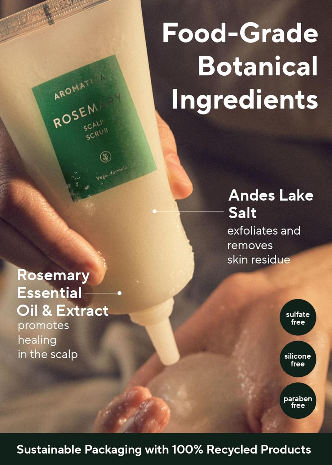 Aromatica Rosemary Scalp Scrub - Exfoliating Treatment for Oily Scalp | 5.82oz / 165g
