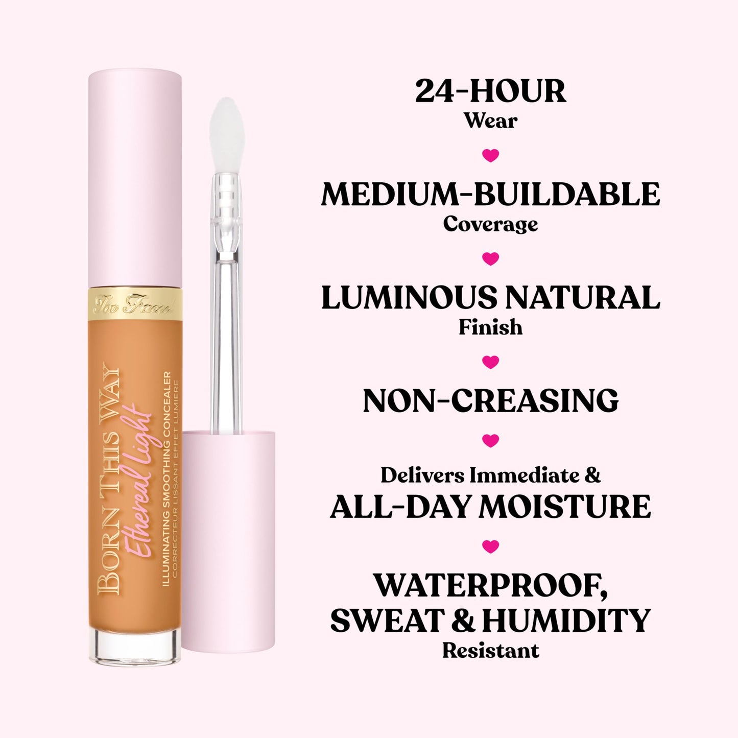 Too Faced Born This Way Ethereal Light Illuminating Smoothing Concealer | With Hyaluronic Acid, Conceals + Brightens Dark Circles, Non-Creasing + Waterproof, 0.16 Fl Oz, Sugar