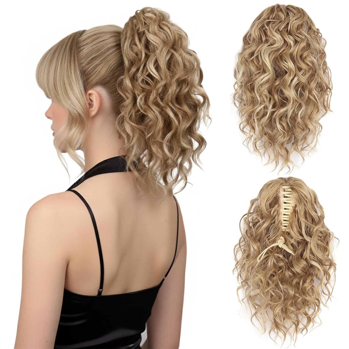 Claw Clip Ponytail Extension - 12 Inch Curly Synthetic Hair Extension | Chocolate Brown
