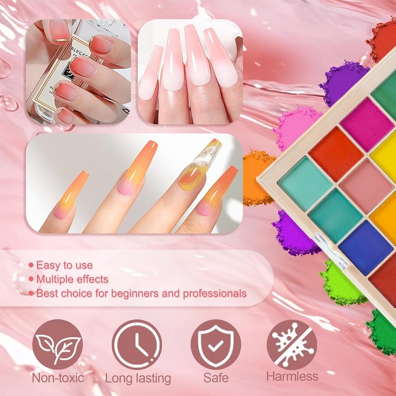 Nail Pigment Powder Palette - 16 Vibrant Colors for Nail Art | DIY Manicure Accessories