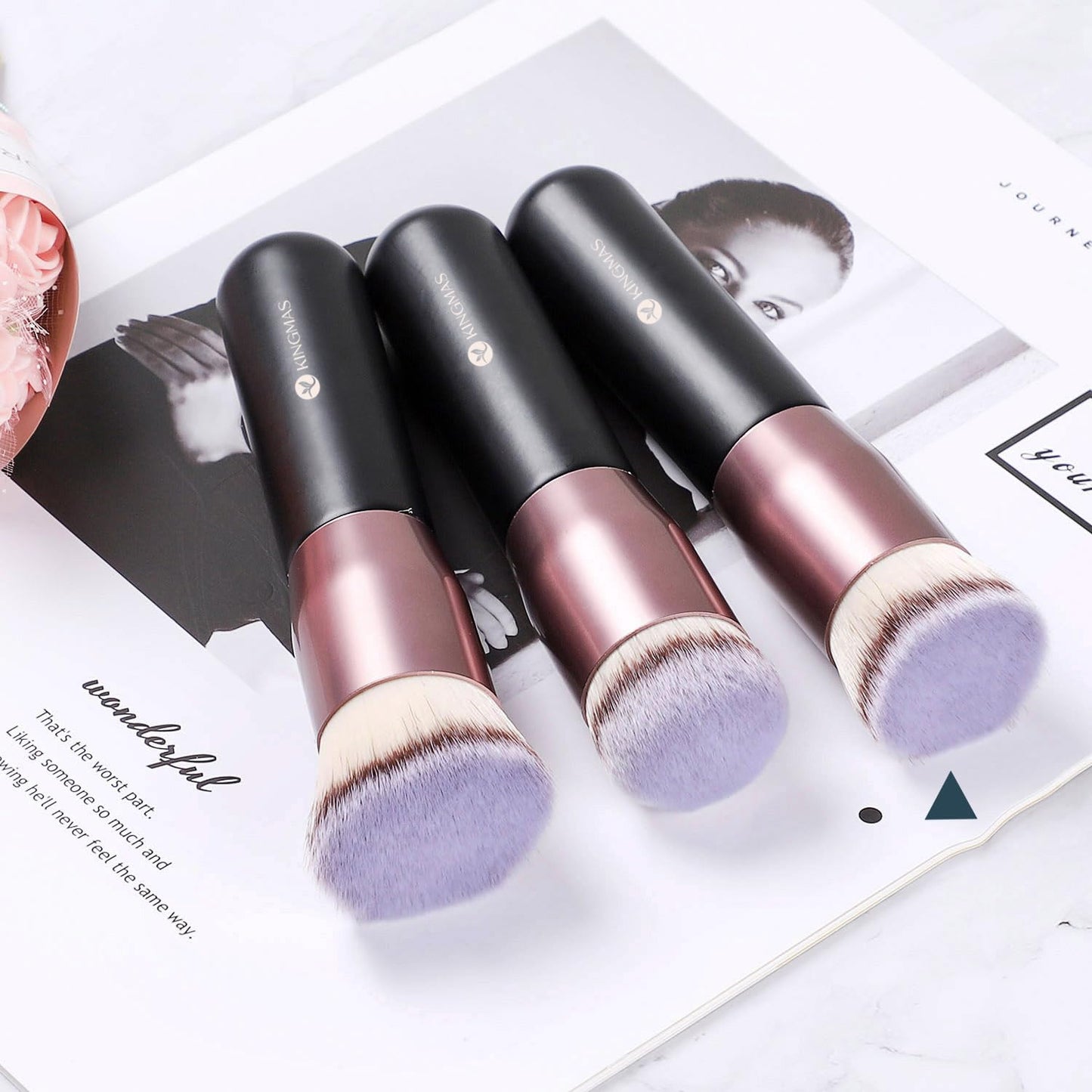Flat Top Foundation Brush - Premium Kabuki Makeup Brush for Liquid & Cream | Black, A (Flat Top)