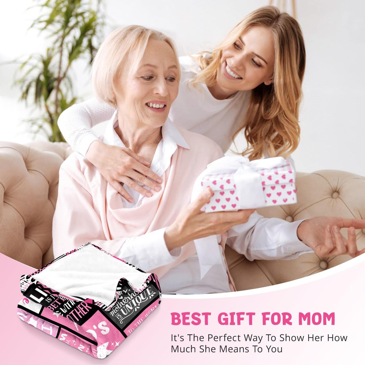PVDSAVE Mom Birthday Gifts from Daughter, Best Mom Ever Blanket 50"x60"