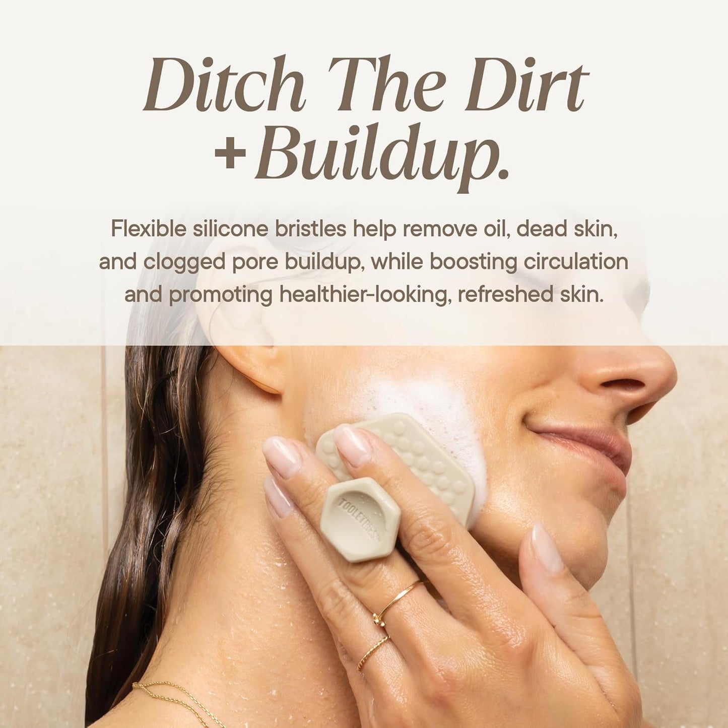 Premium Silicone Face Scrubber - Gentle Exfoliating Brush for Men & Women | Deep Pore Cleansing, Quick-Drying - Sand