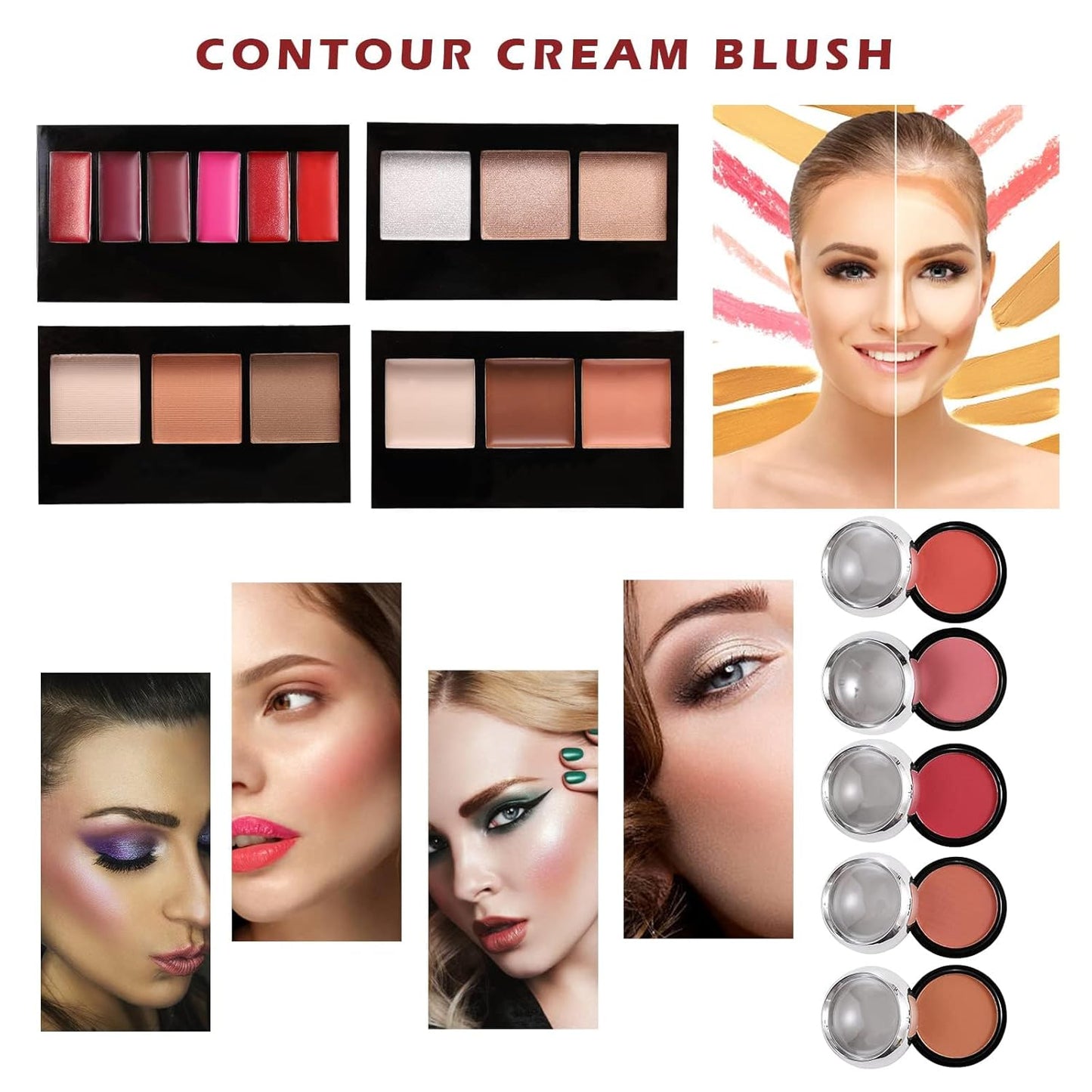 Professional Makeup Kit for Teens & Women - 106 Pcs with Eyeshadow Palette, Lipstick Set, Concealer, Foundation & Brushes | Red