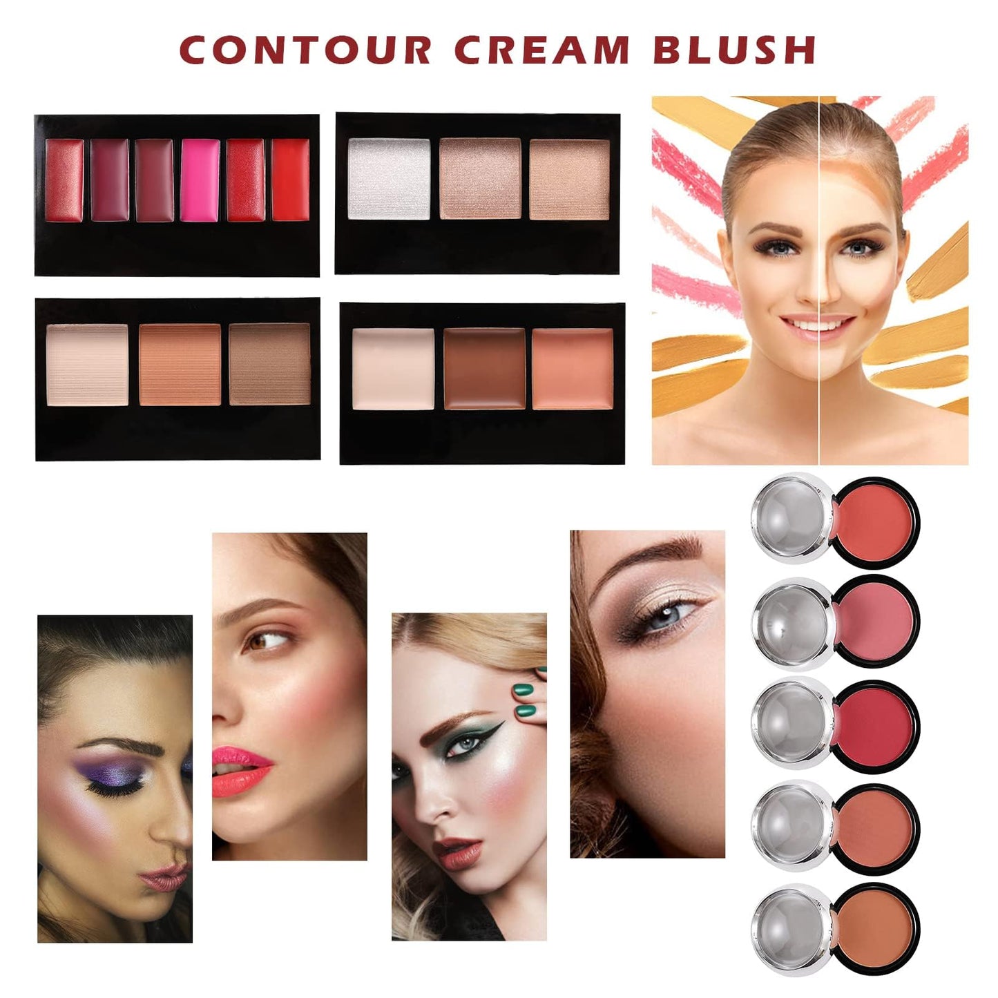 Hegafoo All in One Makeup Kit for Teens, 106 Pcs Professional Makeup Kit for Women Full Kit, Include Eyeshadow Palette, Lipstick Set, Concealer, Foundation, Lipgloss, Make-up Brush(Red)