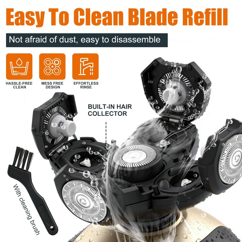 Head Shaver Replacement Blades Refills Compatible with Freebird Head Shaver, 5 Blades Shaver Replacement Heads for Bald Men Freedom Grooming,3PACK