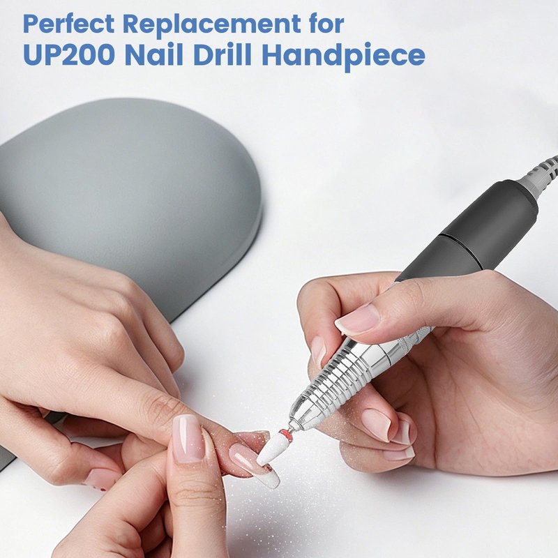 UP200 Nail Drill Handpiece, Compatible with KUPA KP55, KP60, KP5000, UP200 Nail Drill Parts, 35000RPM Electric Nail File Handle Replacement 3 Pins, Low Noise, Powerful and Smooth (Only Handpiece)