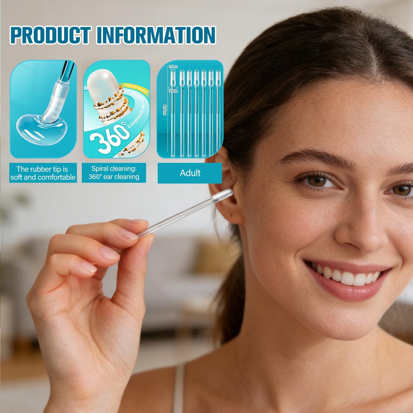 48 Pack Earwax Removal Adhesive Swabs,Sticky Ear Cleaning Stick,Adult Spiral Ear Wax Removal Ear Scoop Remover Tool,Gentle Ear Cleaner Tool,Reusable,Lightweight,For Home, Travel, Business Trips