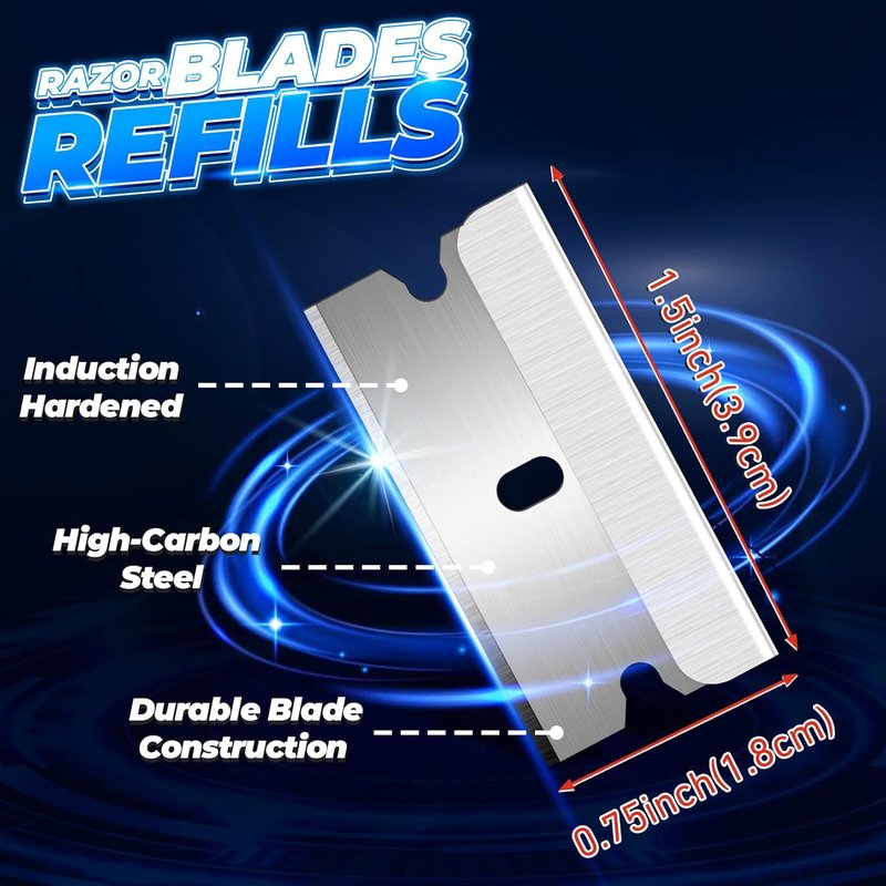 Single Edge Razor Blades - 100 High Carbon Steel Blades for Utility Knife & Scraper | Heavy Duty, Ideal for Removing Decals & Stickers