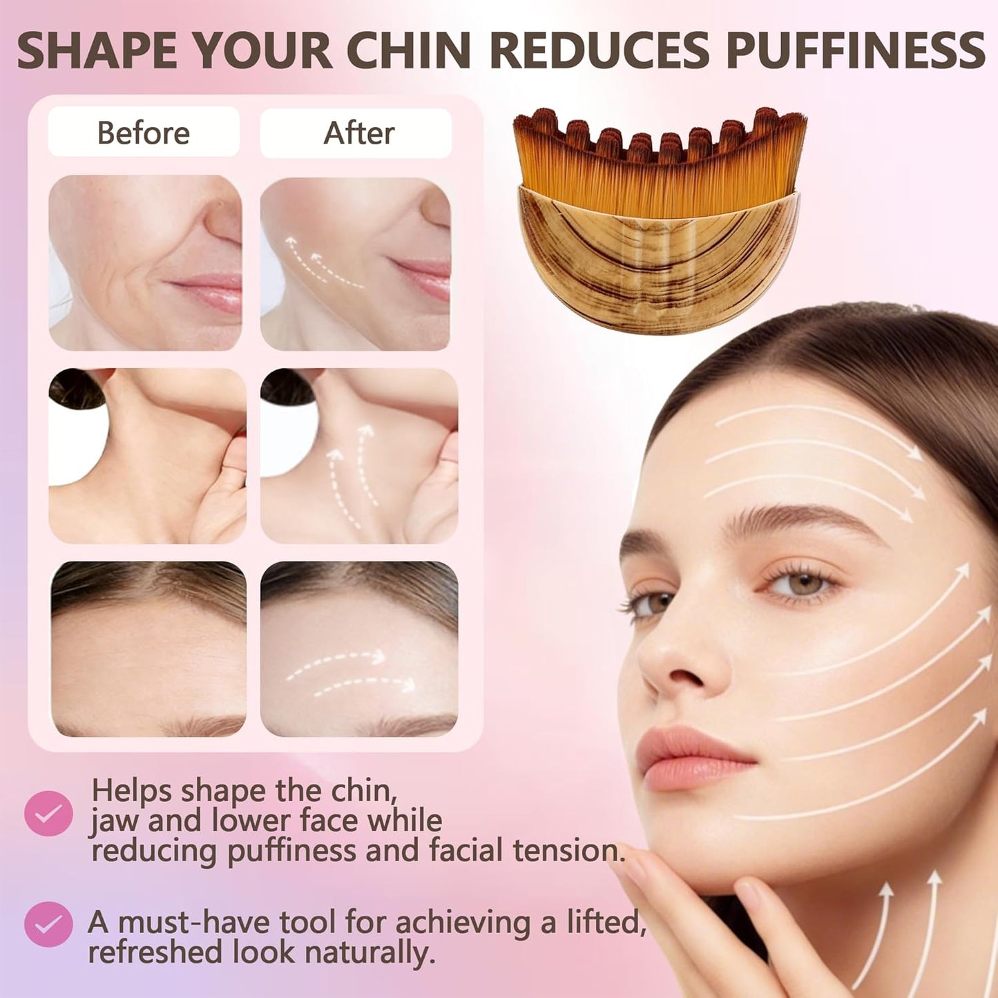 Lymphatic Contour Face Brush - Super Soft Manual Massager for Sculpting & Reducing Puffiness | Portable Case Included