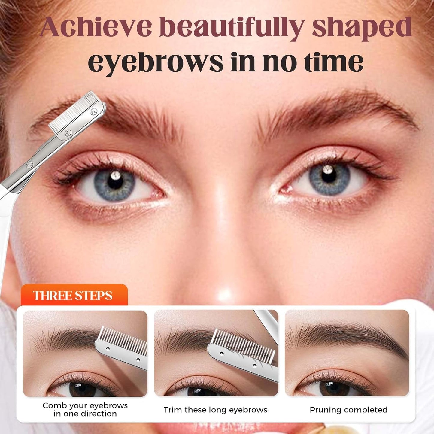 Precision Eyebrow Trimmer Scissor - 2025 Upgrade Grooming Kit | Portable Razor for Women (White)