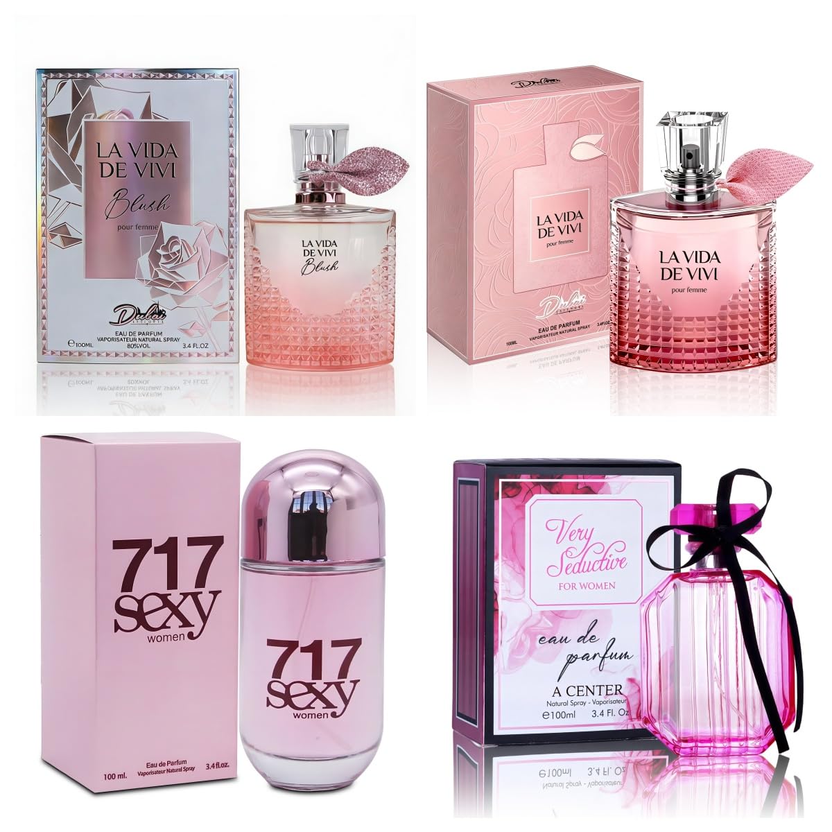 4PCS Women's Perfume Gift Set - Sweet Fruity Vanilla Scents | 3.4 Fl Oz Each