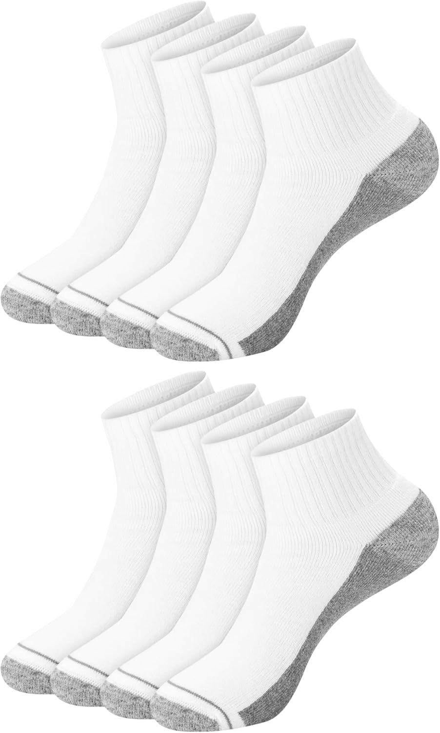 Men's Crew Socks - Max Cushion Moisture-Wicking Ankle Socks | 8 Pairs, Cushioned Comfort