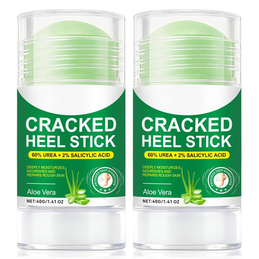 60% Urea Cream with 2% Salicylic Acid & Aloe vera Cracked Heel Stick, Long-lasting Moisture, Repair Cracked Heels, Deep Moisturizing Heel Balm with Aloe Vera, Coconut Oil, Tea Tree Oil, 1.41 oz / 2PCS