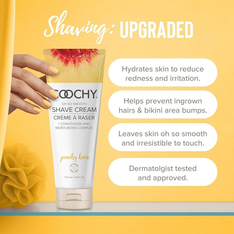 Coochy Shave Cream - Moisturizing Shave Lotion - Gentle Intimate Shaving Cream - For Bikini Area, Underarms, Legs & More - Rash-Free - Peachy Keen - 3.4oz - 3 Pack Bundle
