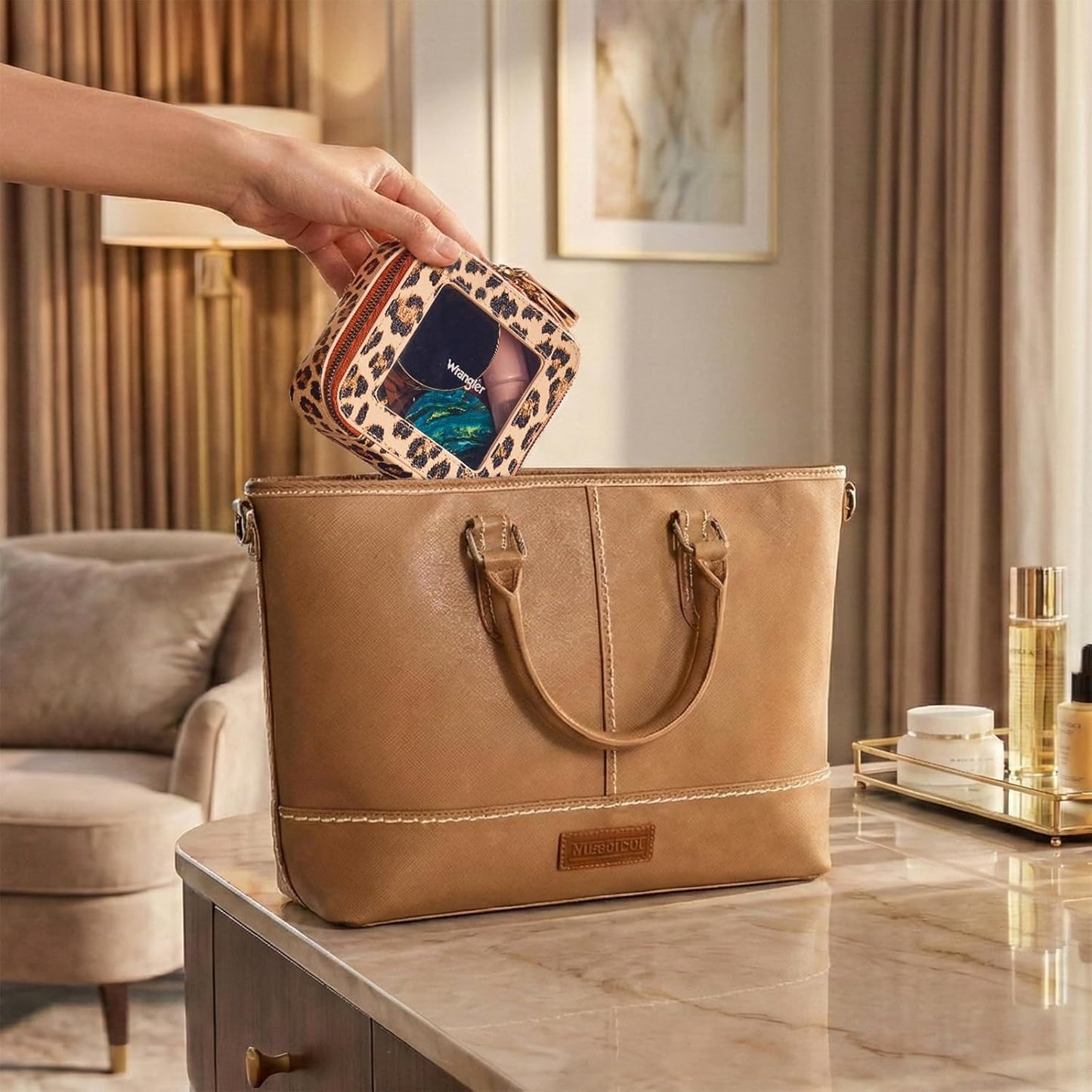 Clear Makeup Bag for Travel | Portable Cosmetic Organizer for Women - Leopard Print Design