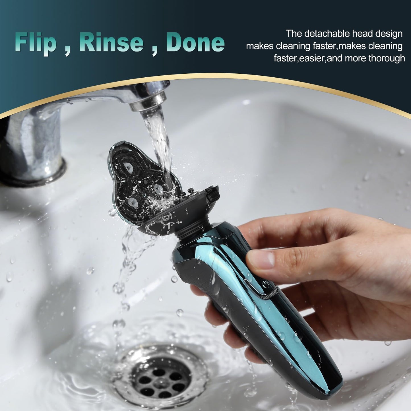 Electric Razor for Men, 4D Dual-Ring Floating Head Electric Shaver, IPX7 Waterproof Wet & Dry Shaver, USB-C Fast Charging 120Mins Long Runtime, Ergonomic Portable Travel Shaver, Ideal Gifts for Men