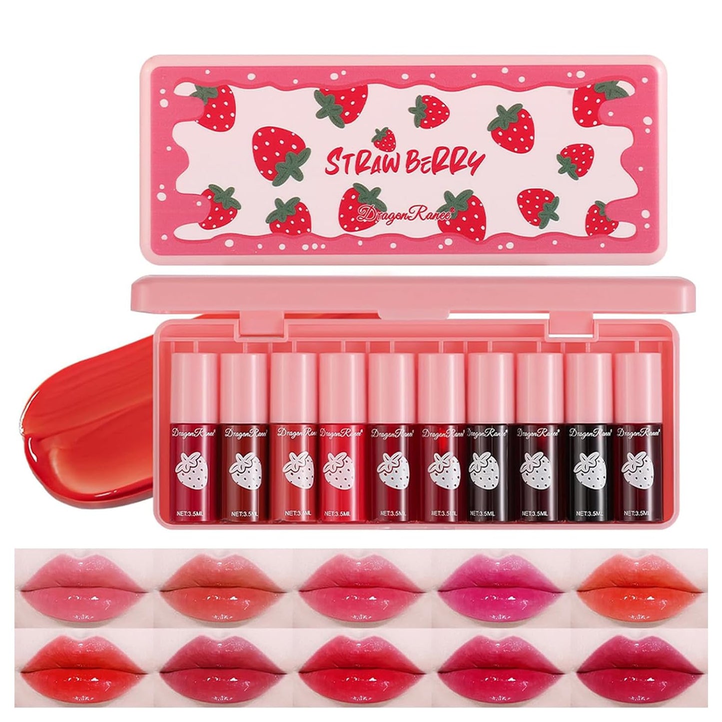 Eakroo 10 Colors Lip Tint Stain, Lip Stain Long Lasting Waterproof, Lip Gloss for Women, Tinta Para Labios, Cute Stuff for Teen Girls, Korean Lip Gloss, Lip Tint Makeup, High Pigment, Non-Stick Cup