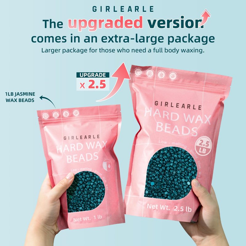 GIRLEARLE 2.5lb Wax Beads for Hair Removal, Brazilian Bikini Hard Wax for Sensitive Skin, Hard Wax beads Perfect for Full Body Eyebrow, Facial, Beard and Underarms at Home for Women and Men (Jasmine)