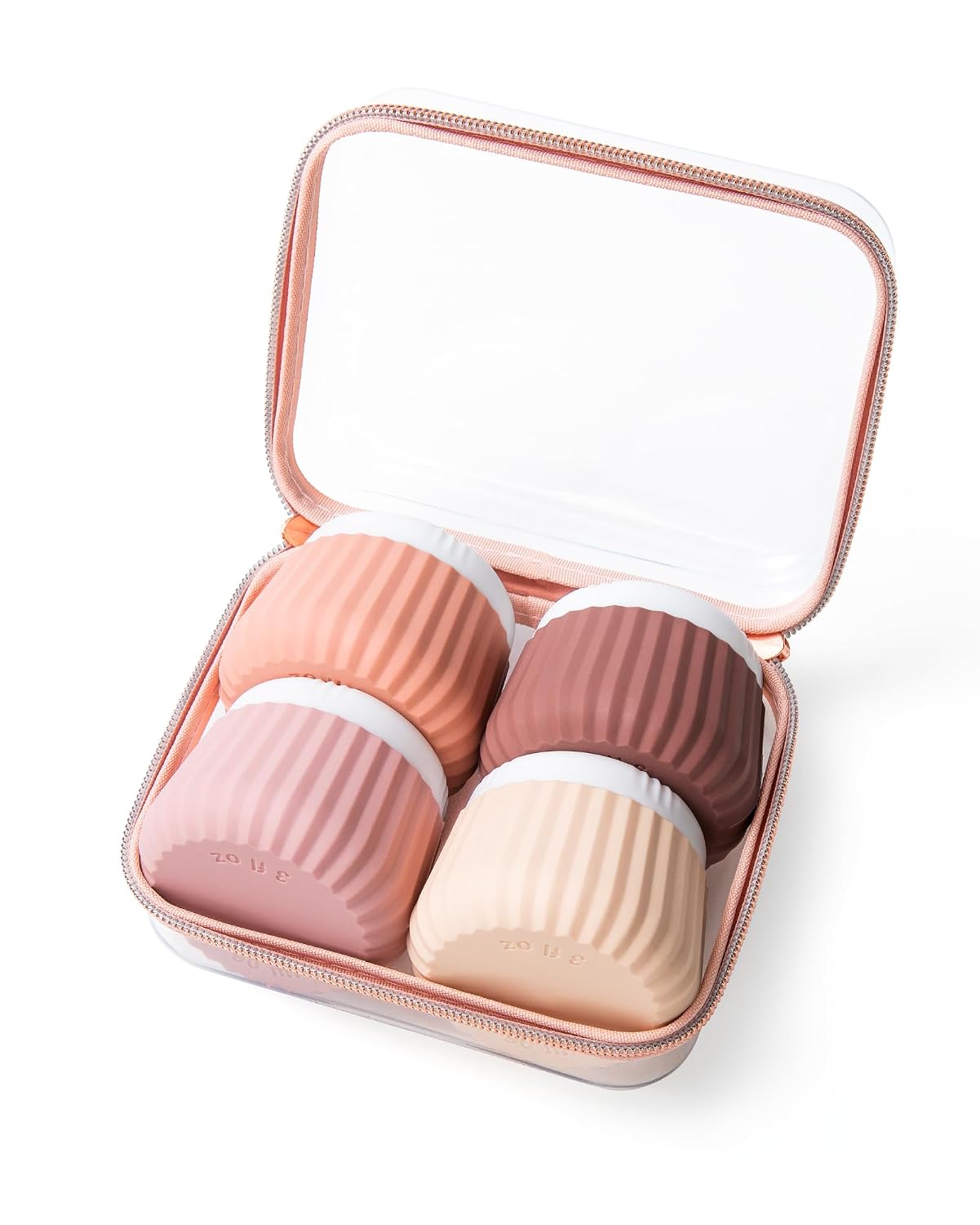 Travel Toiletry Containers - TSA Approved Silicone Jars, Leak-Proof | 4-Pack with Clear Bag