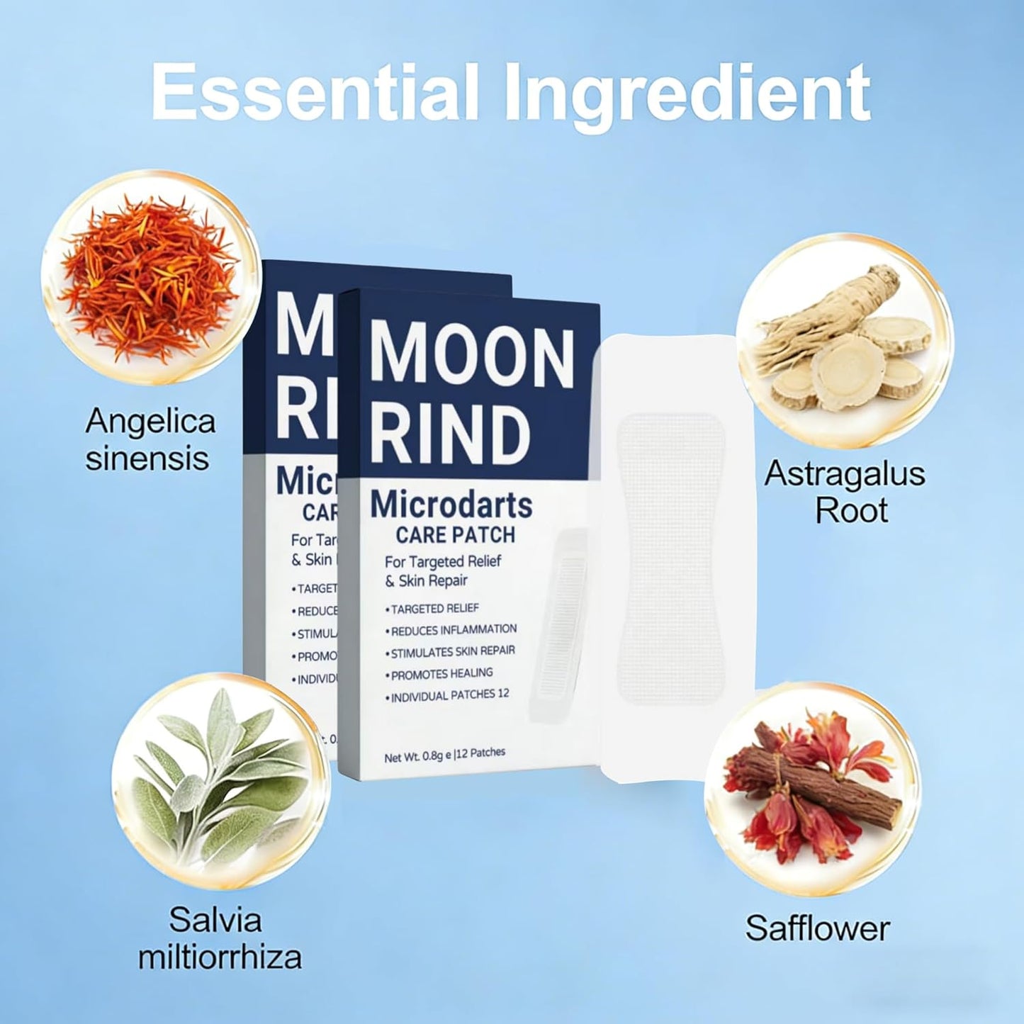 Moon Rind VeinTarget Microdarts Patch - Relieve Leg Discomfort & Hydrate Skin | 2 Patches