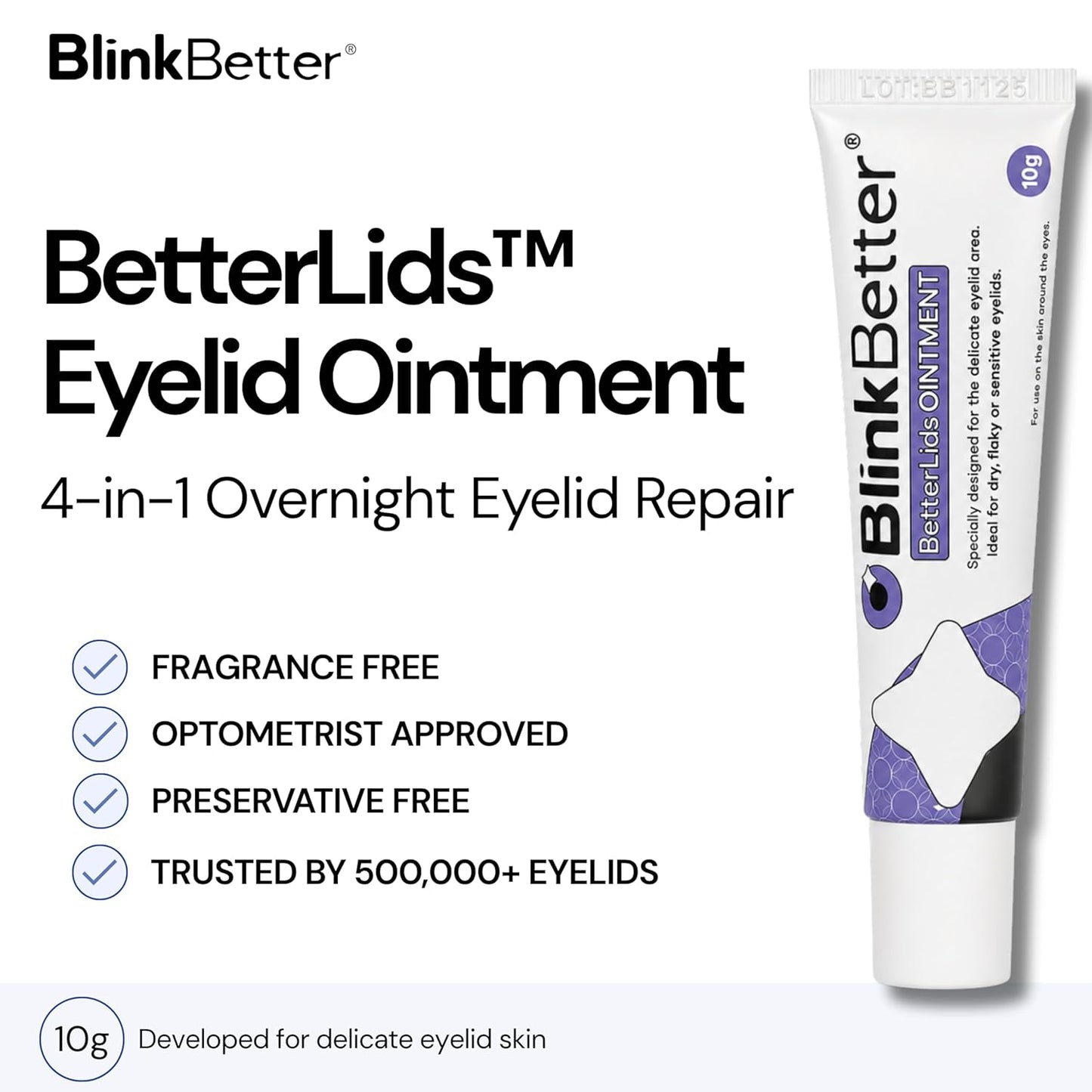 BlinkBetter Eyelid Ointment - Deep-Moisturizing Oat Complex with Shea Butter & Panthenol for Dry, Itchy Eyelids | 0.34 oz