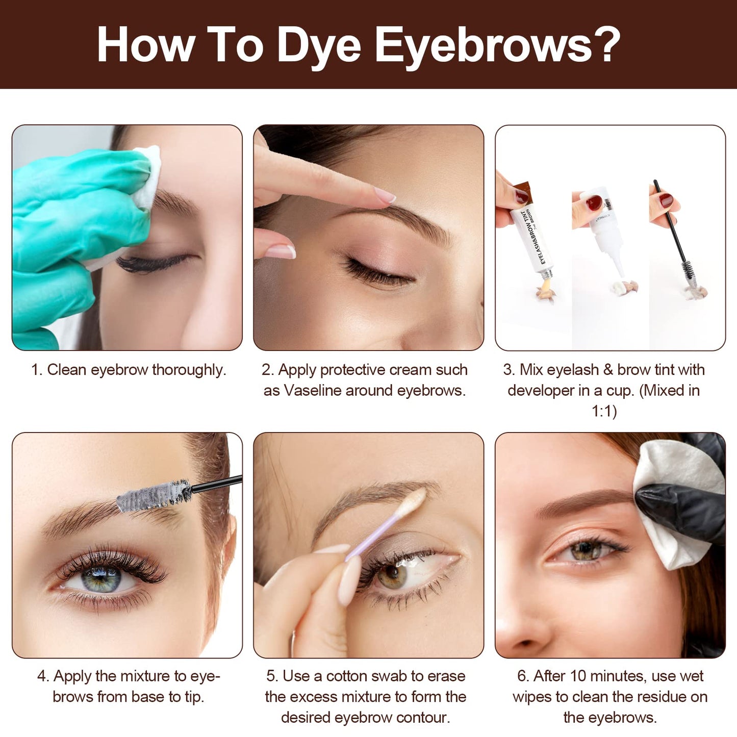 Eyelash & Eyebrow Kit, 2-In-1 Professional Lash & Brow Color Kit, Eye Brow & Eye Lash Coloring Set, Hair Color DIY Easy Use for Salon and Home 7ml Coffee/Dark Brown