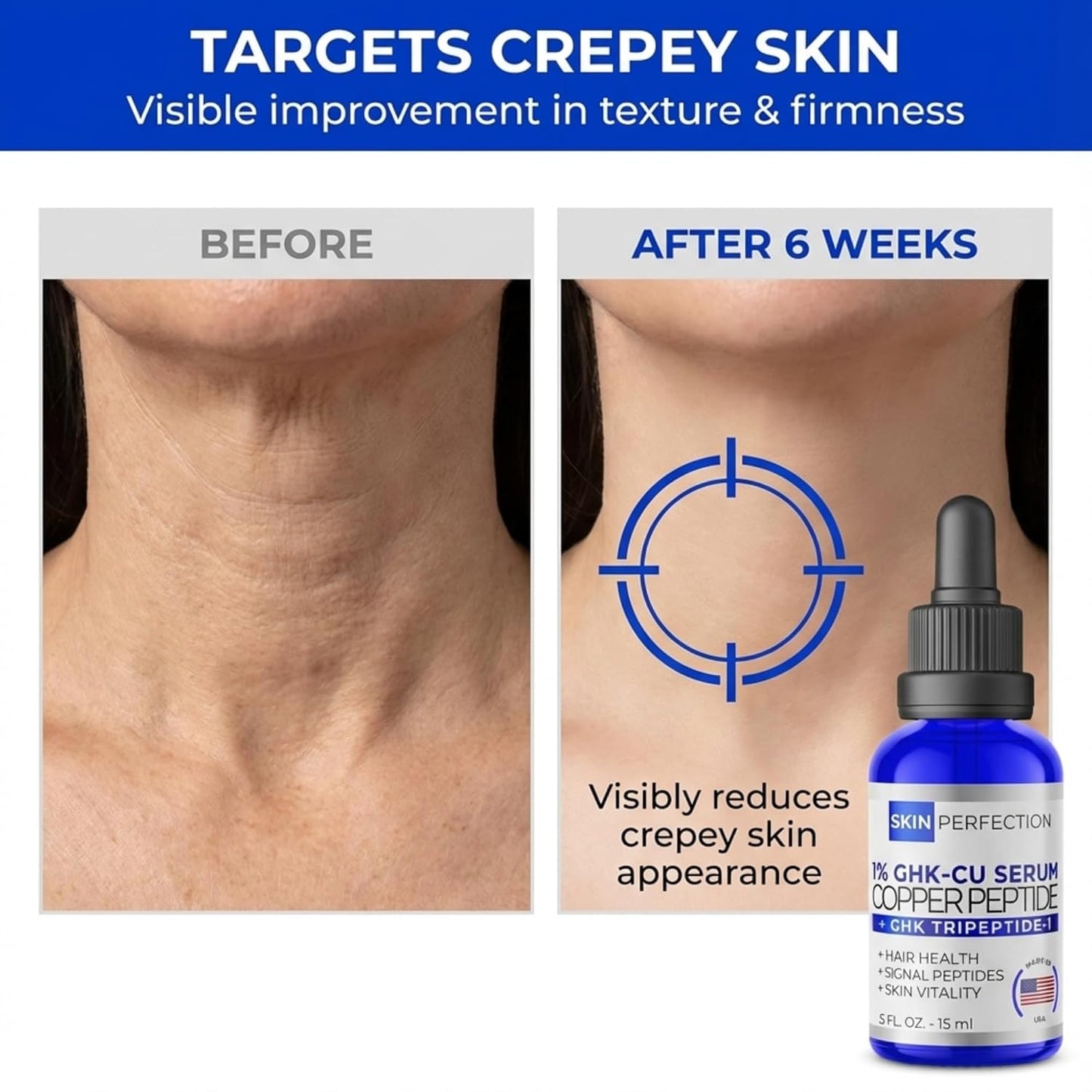 1% GHK-Cu Copper Peptide Serum - Vegan Face & Neck Treatment | 0.5 fl oz