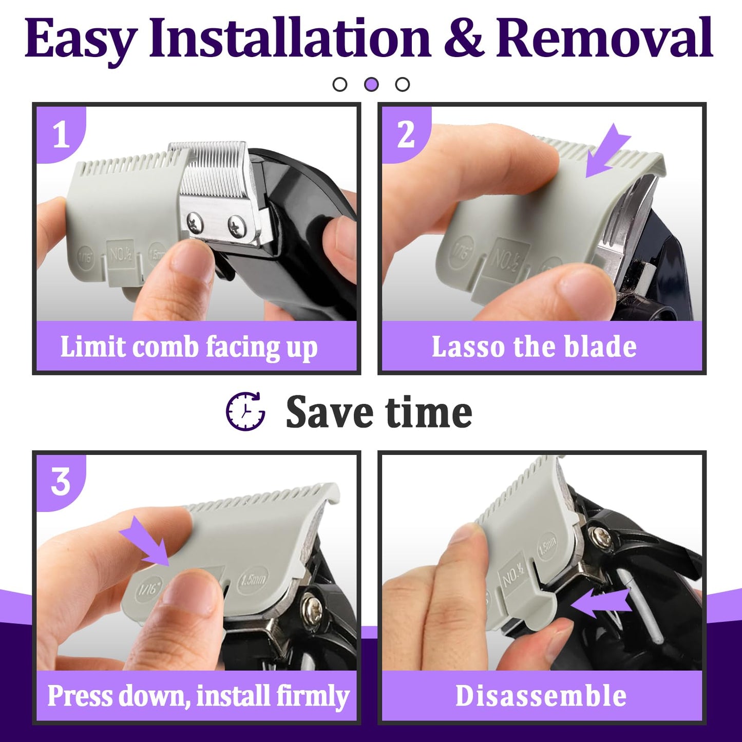 6 PCS Clipper Guards Set for Wahl, 1/2 Clipper Guard #3137-101, Premium Guards Great for Professional Stylists and Barbers - Grey