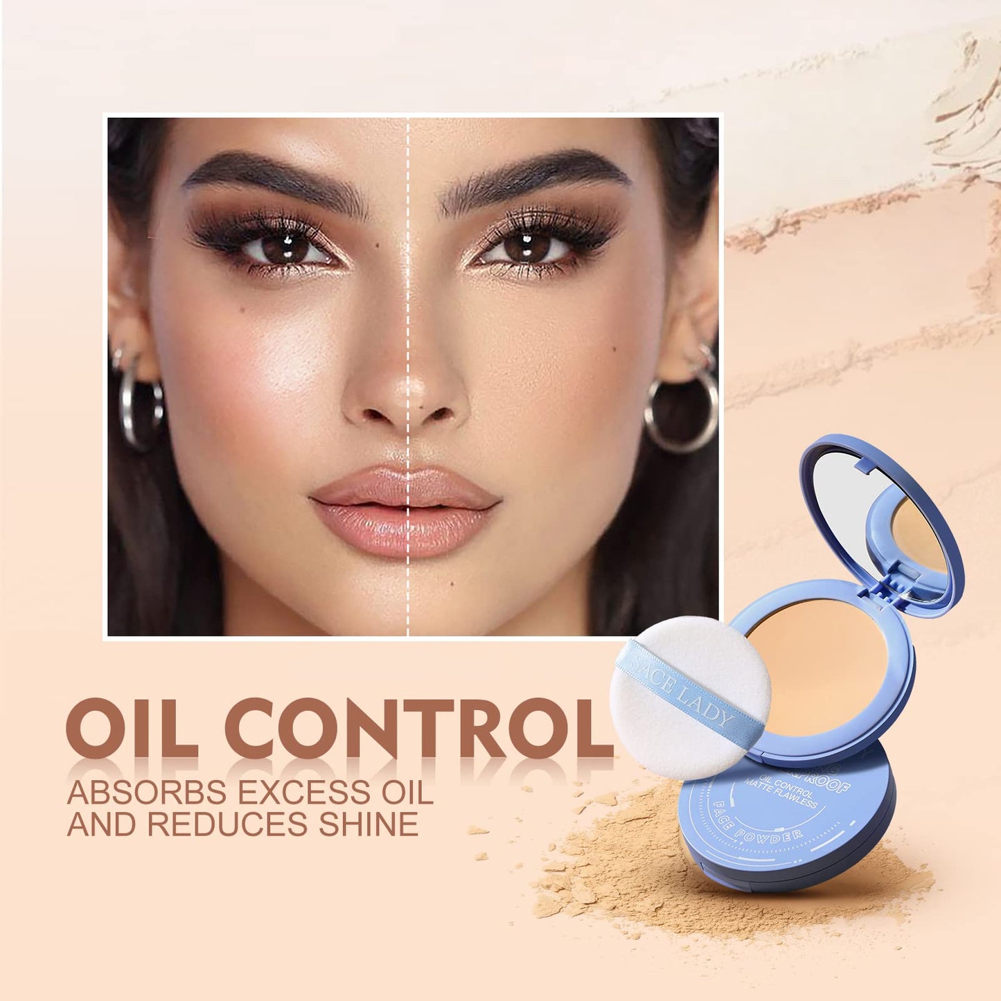 SACE LADY Face Powder Waterproof Sets Makeup, Controls Shine, Smooth Fine Lines for Flawless Lightweight Finish, Long Lasting Matte Compact Setting Powder Cosmetics Cruelty-free, 0.35oz (#03)