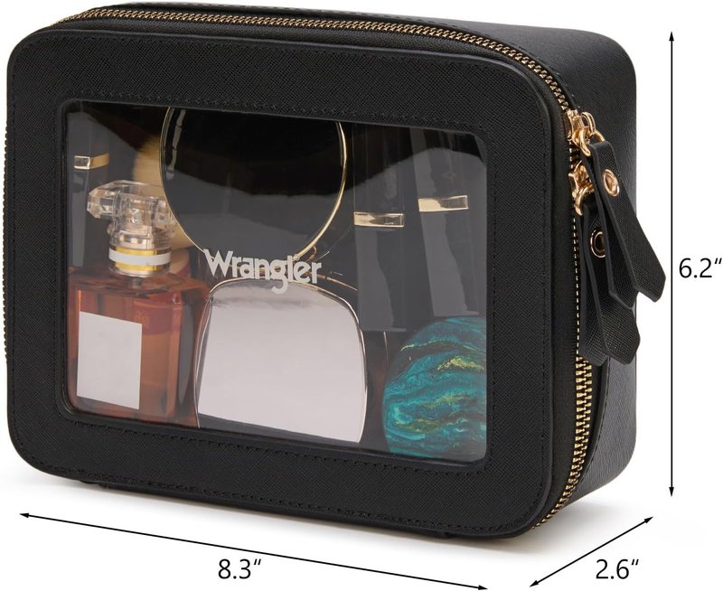 Clear Makeup Bag - Portable Travel Cosmetic Organizer for Women | Black Toiletry Bag