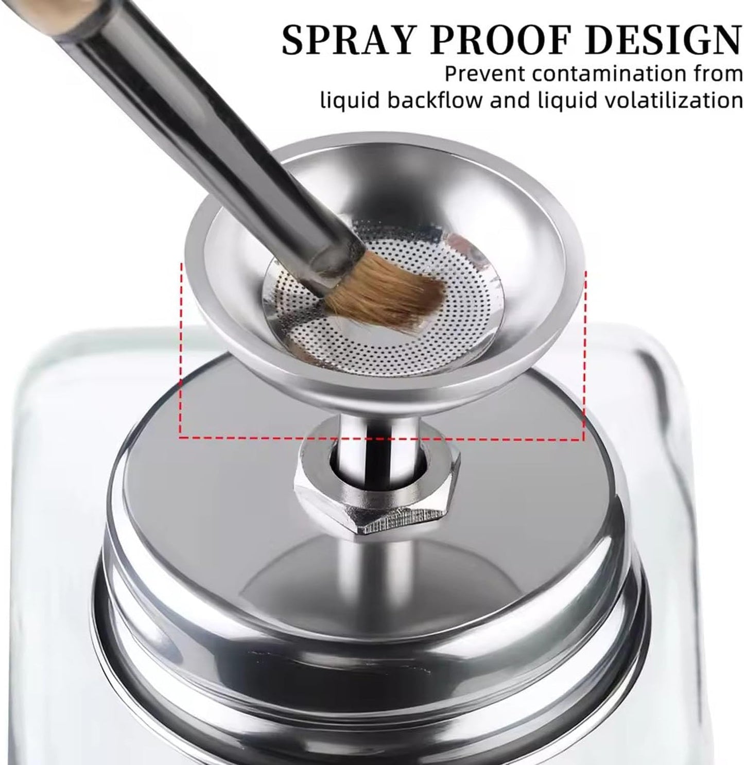 Glass Push Down Pump Dispenser Bottle - 6 Oz Clear Refillable Container for Alcohol & Makeup | Square Shape