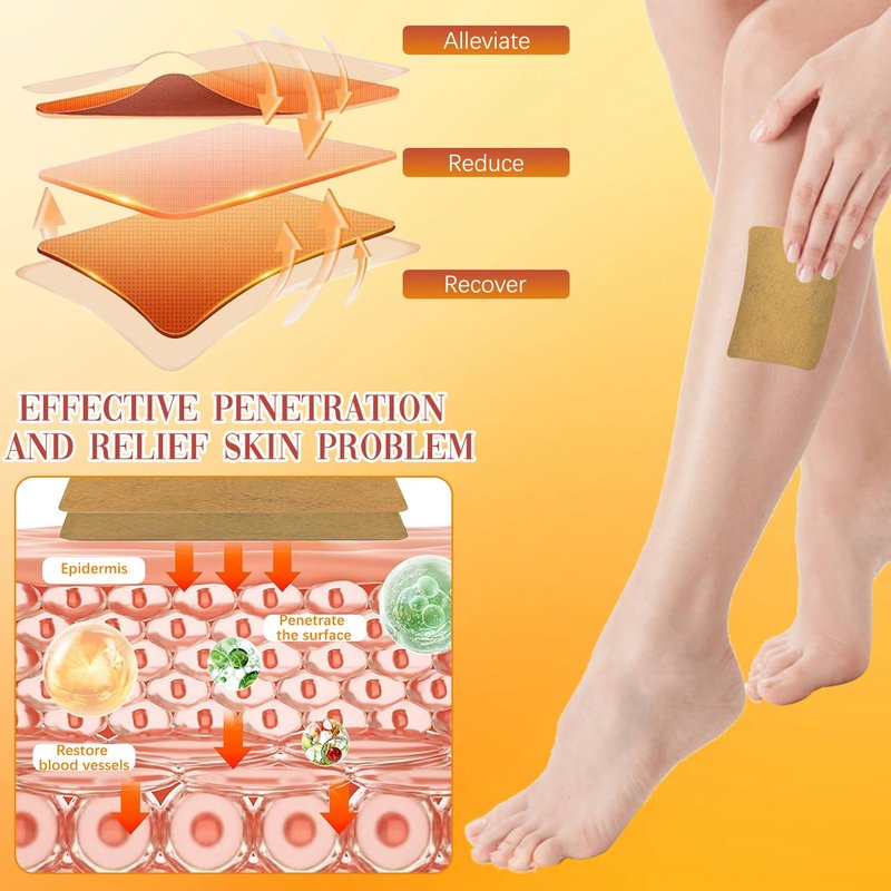 Turmeric Varicose Vein Patch - 48 PCS Natural Relief Treatment for Legs | Spider Vein Support
