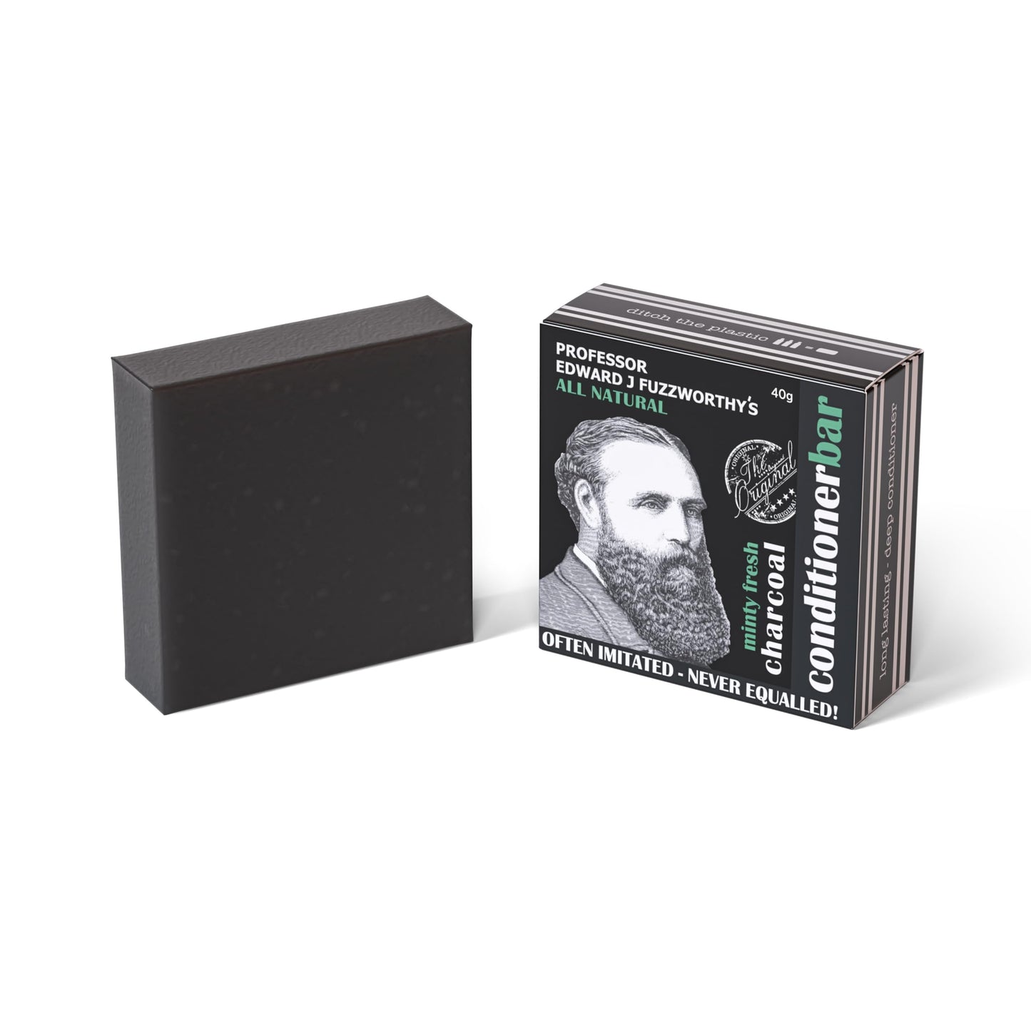 Professor Fuzzworthy Minty Fresh Charcoal Detangler Beard Conditioner Bar – Long-Lasting Solid Conditioner for Beard & Hair – Softens, Detoxifies & Detangles – Natural Men’s Grooming – 40g