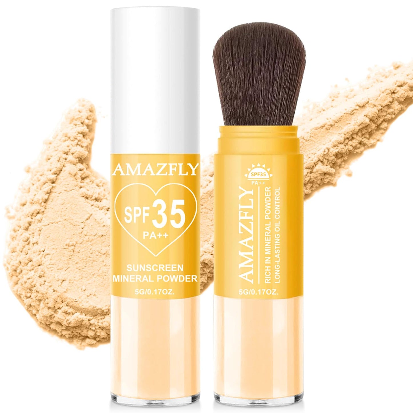 Mineral Sunscreen Setting Powder for Face & Scalp, SPF 35 Translucent Loose Powder, Mineral Brush Powder, Oil Control Natural Matte Finish, Lasting Lightweight Breathable (Medium)