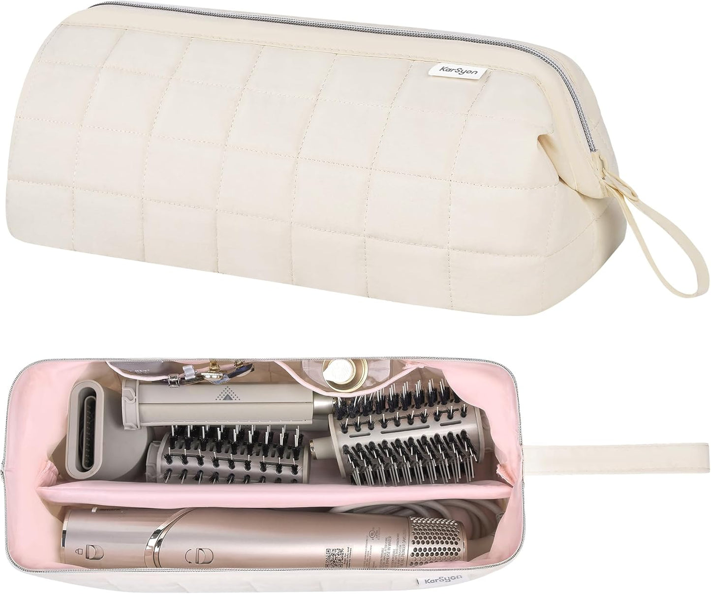 Dyson Airwrap Travel Bag Organizer - Stylish Pink Case for Hair Tools & Accessories | Fits Shark Hair Dryer & Revlon Attachments