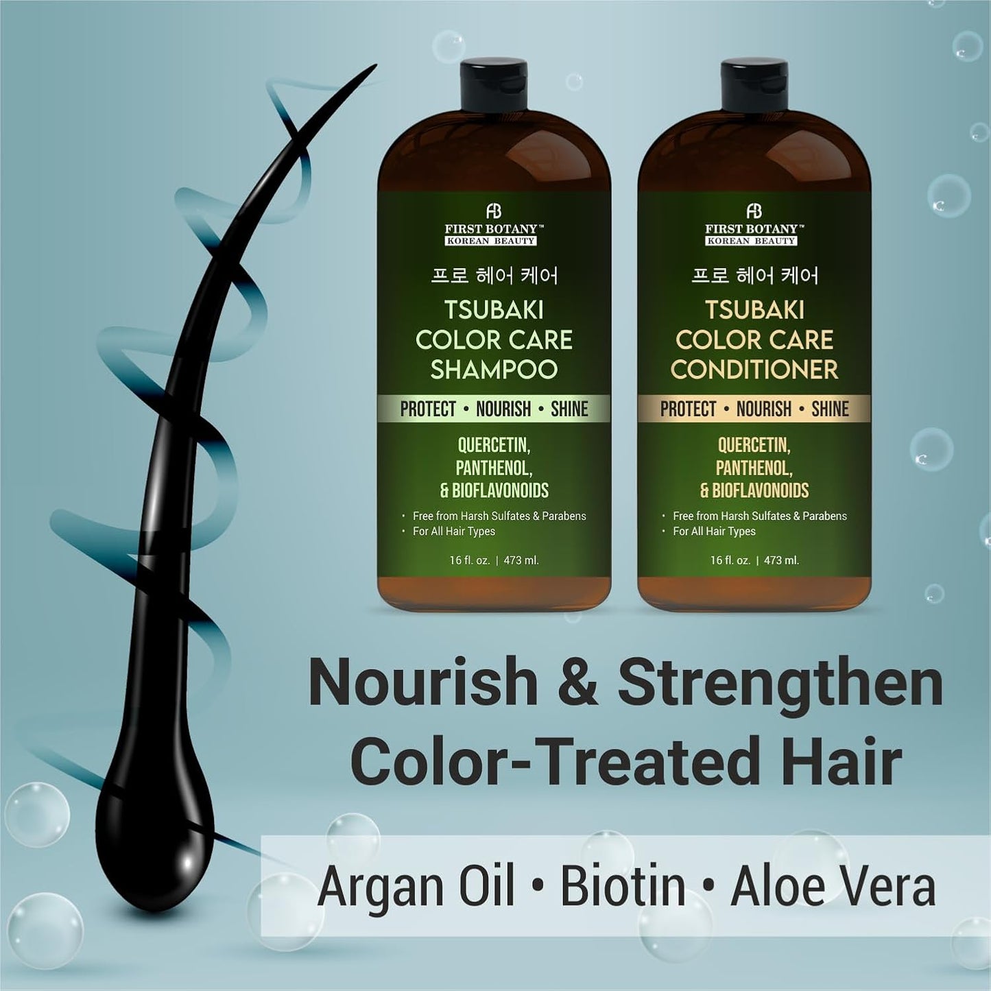 Color Care Shampoo & Conditioner Set - Nourishing Formula with Tsubaki & Quercetin | 16 fl oz