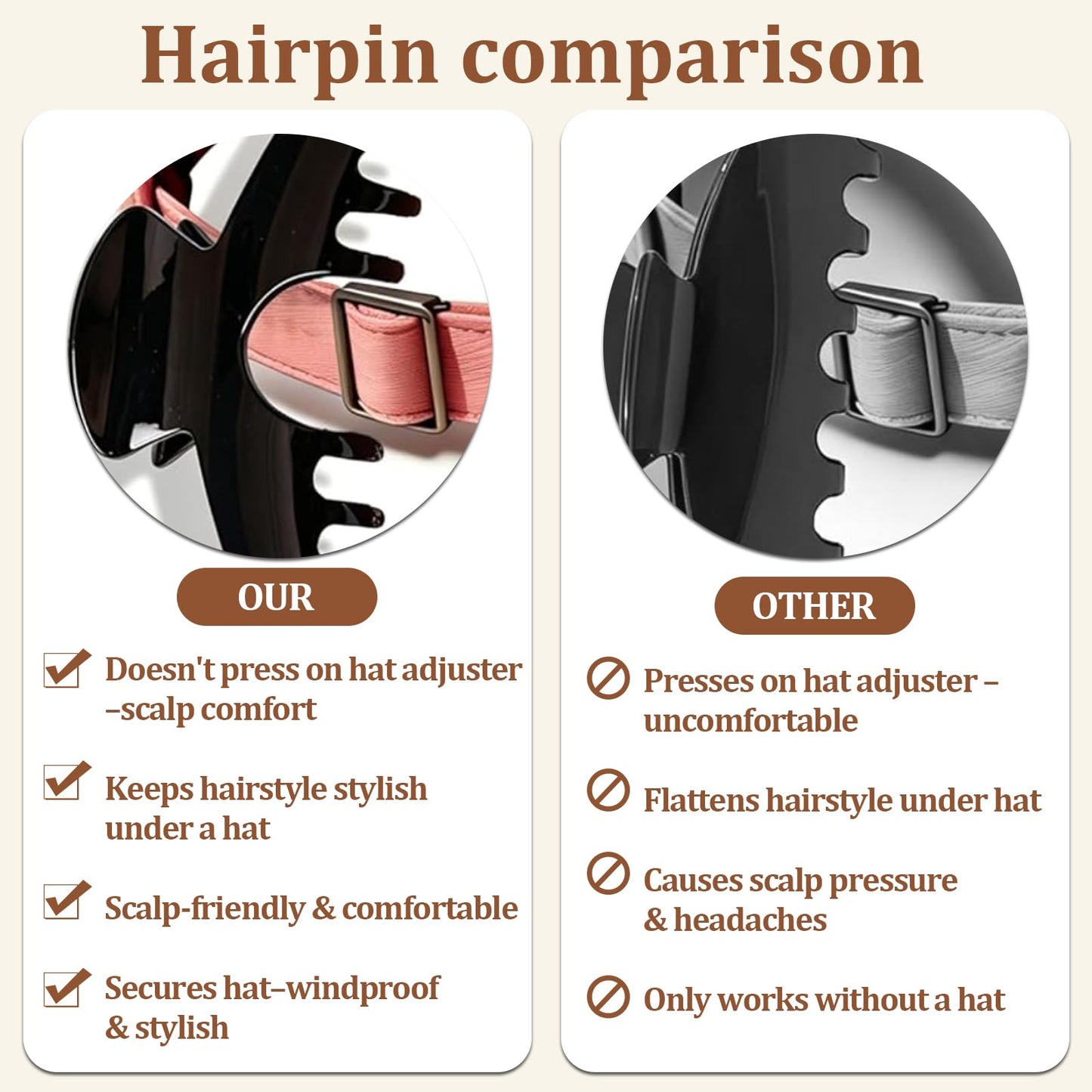 4PCS Large Hat Claw Clip, 5.1" Claw Clip for Hat Designed for Women & Girls,Tortoise Shell Acetate Material,Non-Slip Strong Hold for Thick,Thin,Curly & Long Hair,Stylish Hair Accessories