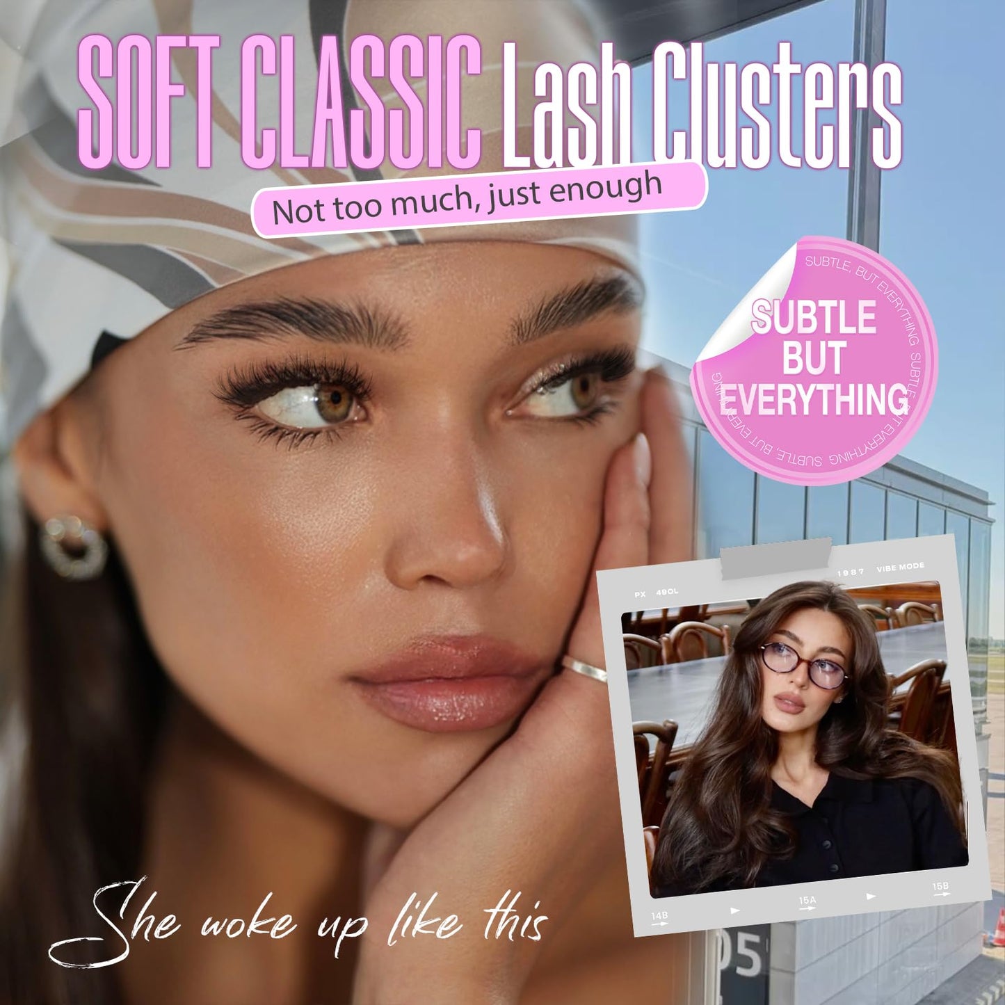 Yawamica Natural Lash Clusters DIY Eyelash Extensions, 8-14mm Short Wispy Eyelash Clusters CC Curl Individual Lashes with Soft Thin Band, Salon-Level Look for Everyday Wear
