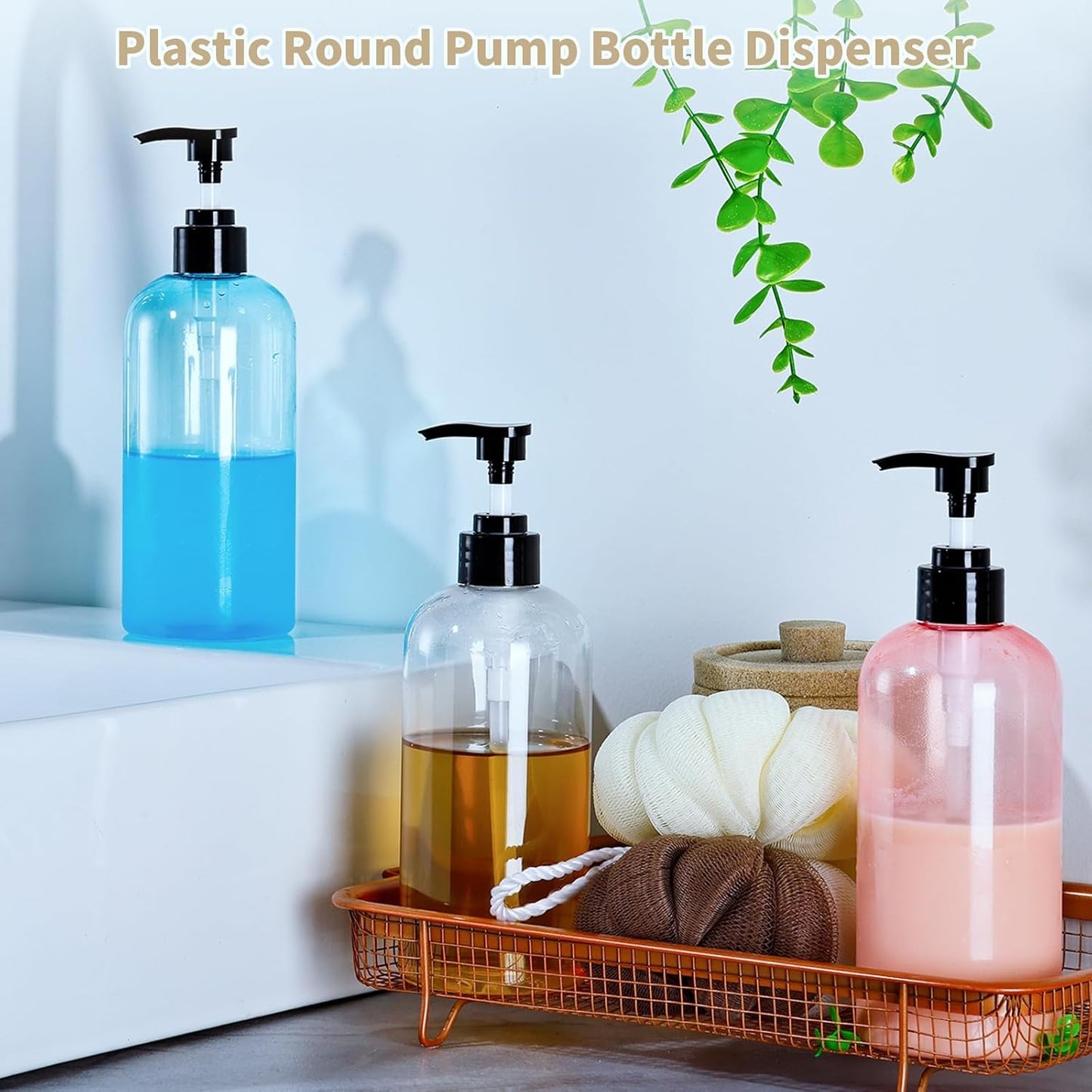 Pump Bottle 16 oz | Empty Shampoo Dispenser - Portable Plastic for Liquids