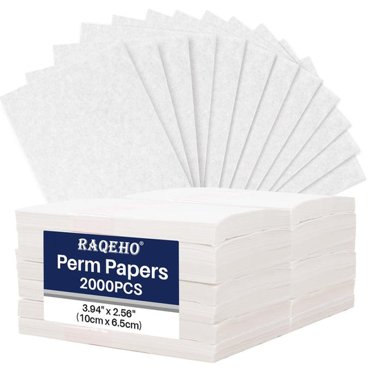 RAQEHO 2000Pcs Perm Papers - Professional Ultra-Thin Perm Solution Hair Wrap Paper, Helps Even Curl Perm End Papers for Perm Rods, Chemical Resistant Perm Hair Wrapping Paper for Short Hair