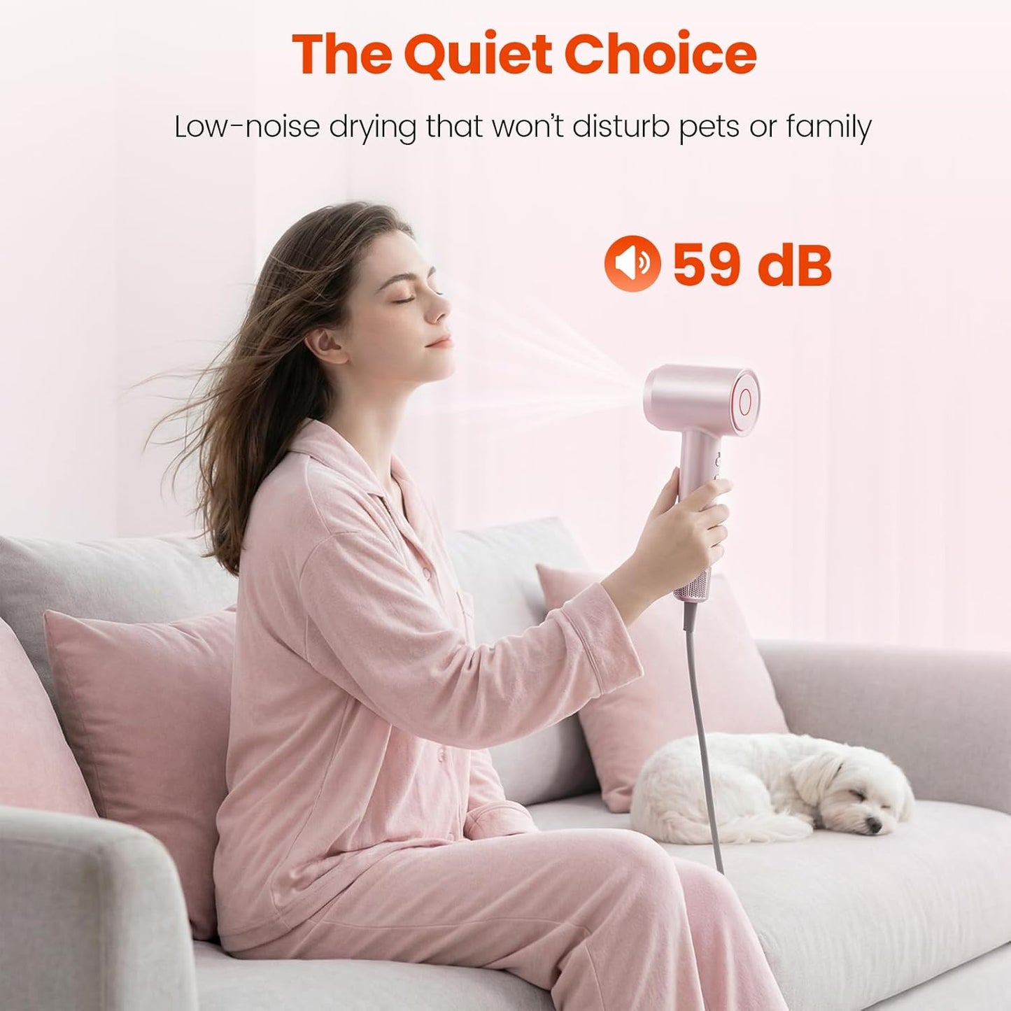 High-Speed Ionic Hair Dryer - 160,000 RPM Brushless Motor for Fast Drying | Low Noise, Magnetic Diffuser & Nozzle for Curly Hair