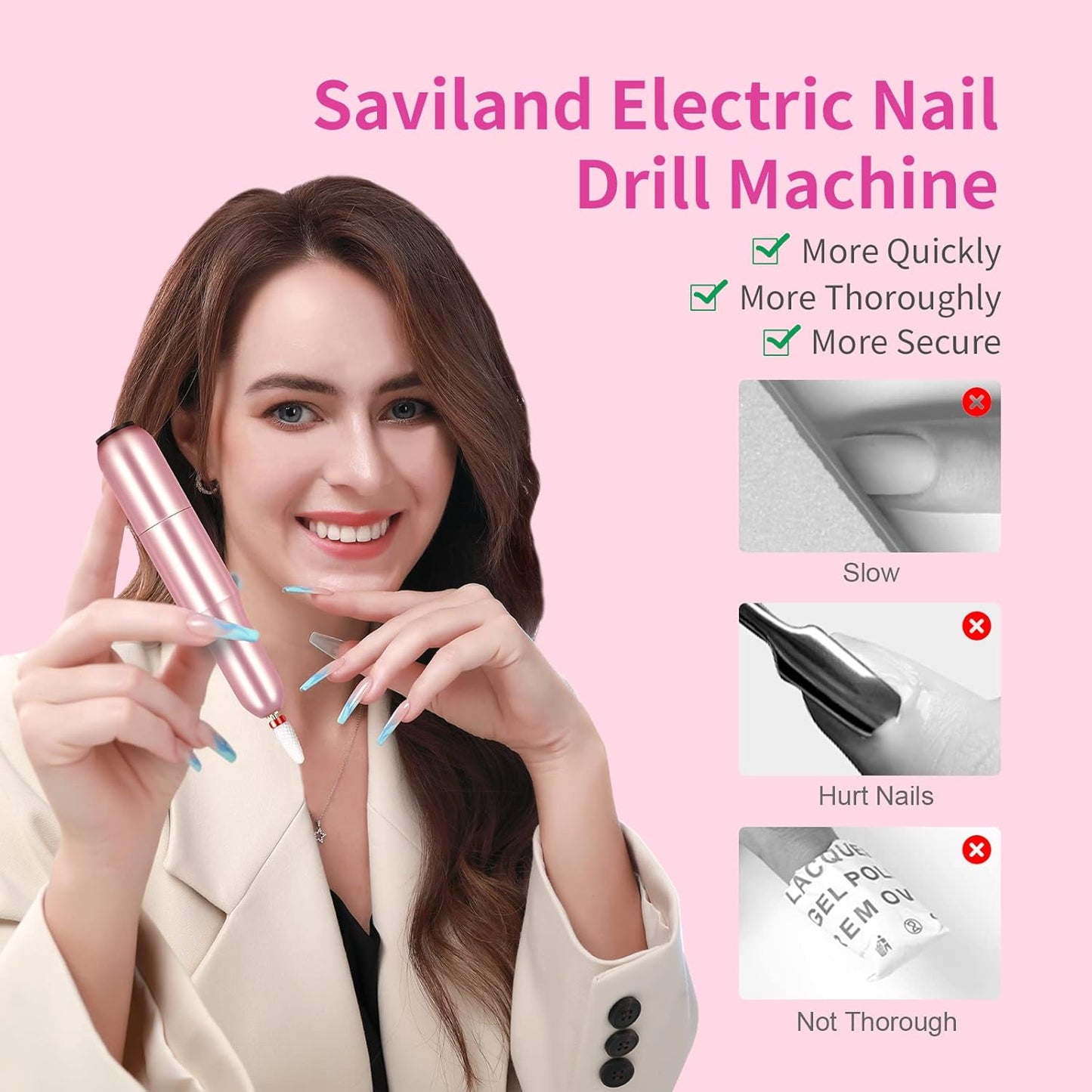 Electric Nail Drill - 20000RPM Pro Portable Efile Machine for Acrylic Nails | Complete Drill Bits for Home Salon & DIY Nail Art
