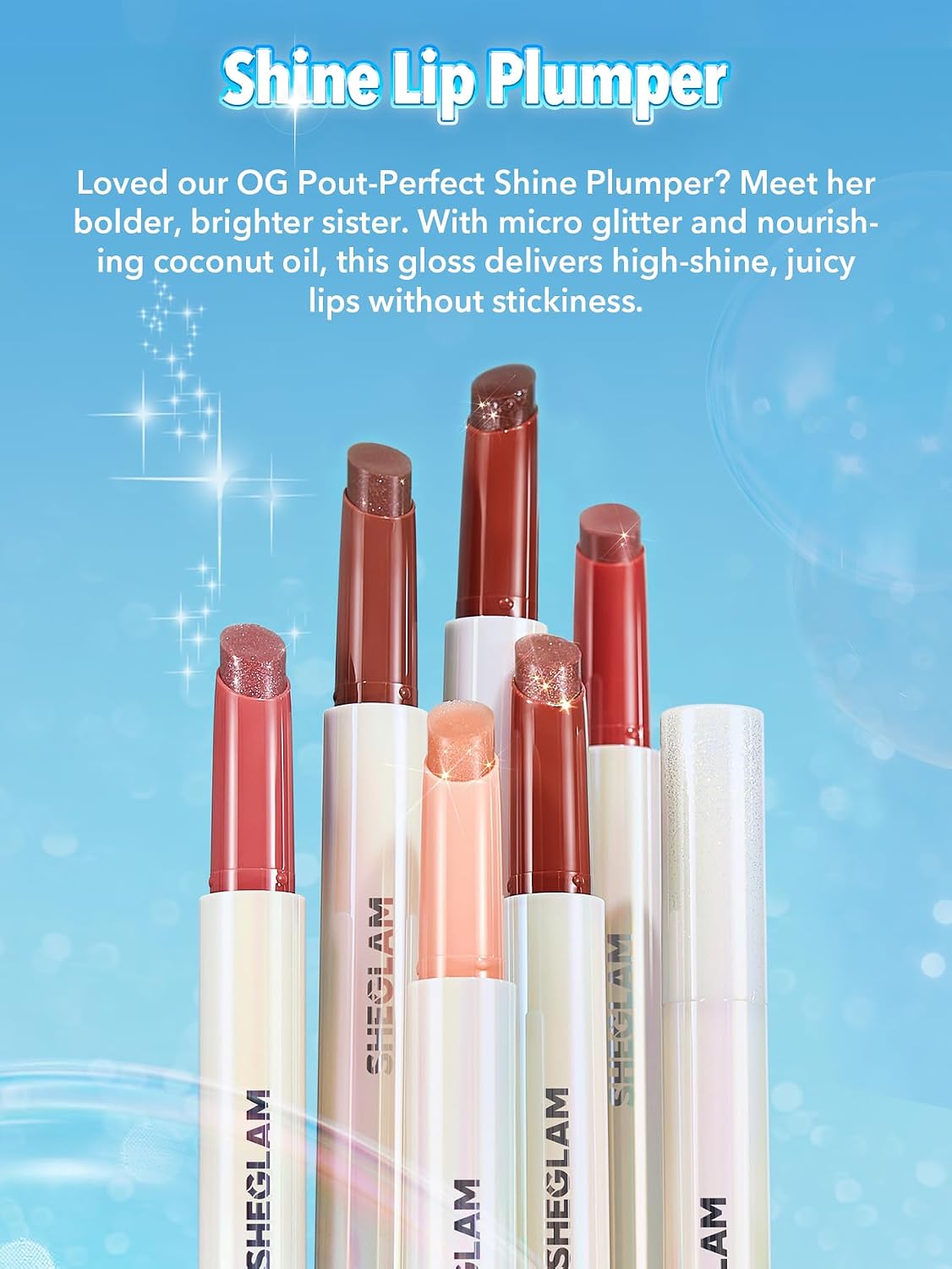 SHEGLAM Pout-Perfect Lip Gloss | Moisturizing Shimmer Lip Plumper - Sugar Crystal
