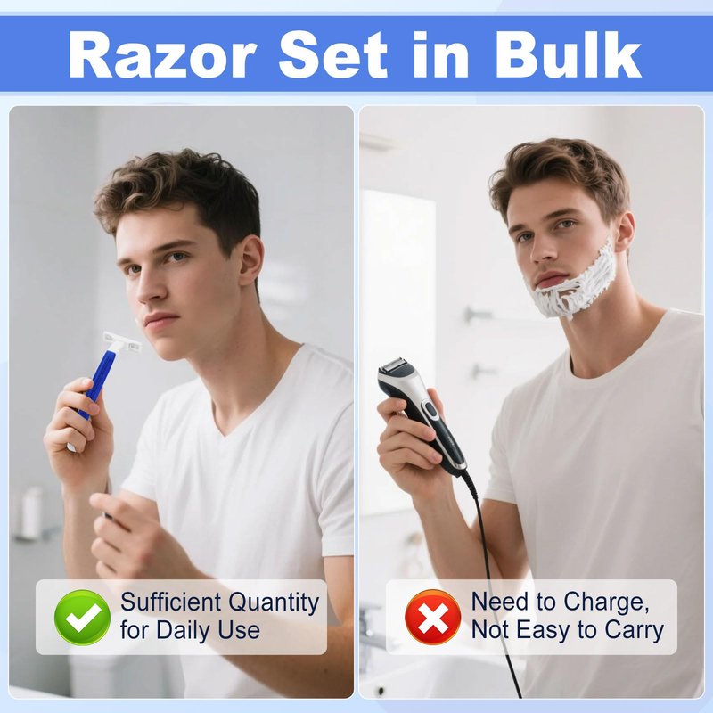 Disposable Razors Bulk, Razors Individually Wrapped Bulk, Travel Razors Bulk With Shaving Cream For Hotels, Shelters, Homeless, Nursing Homes, Charities, Churches, Blue (30-PACK)